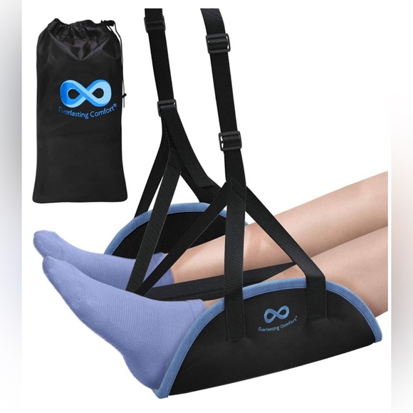 New-Everlasting Comfort Airplane Footrest Ergonomic Adj Foot & Heel Hammock - Picture 1 of 6